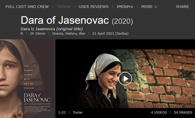 Ukinuto ocjenjivanje filma "Dara iz Jasenovca" na IMDb platformi - Avaz