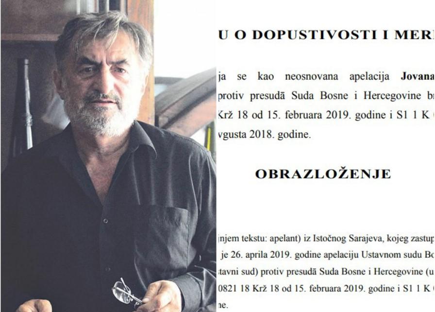 Ustavni sud BiH odbio žalbu Karadžićevom ratnom savjetniku Jovanu Tintoru