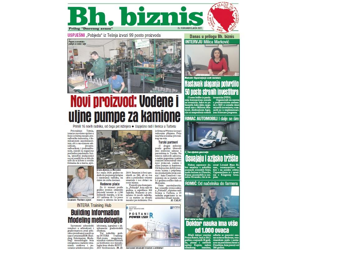 Poklon prilog našim čitaocima u četvrtak: Bh. biznis/ Nastavak ulaganja u BiH potvrdilo 50 posto stranih investitora