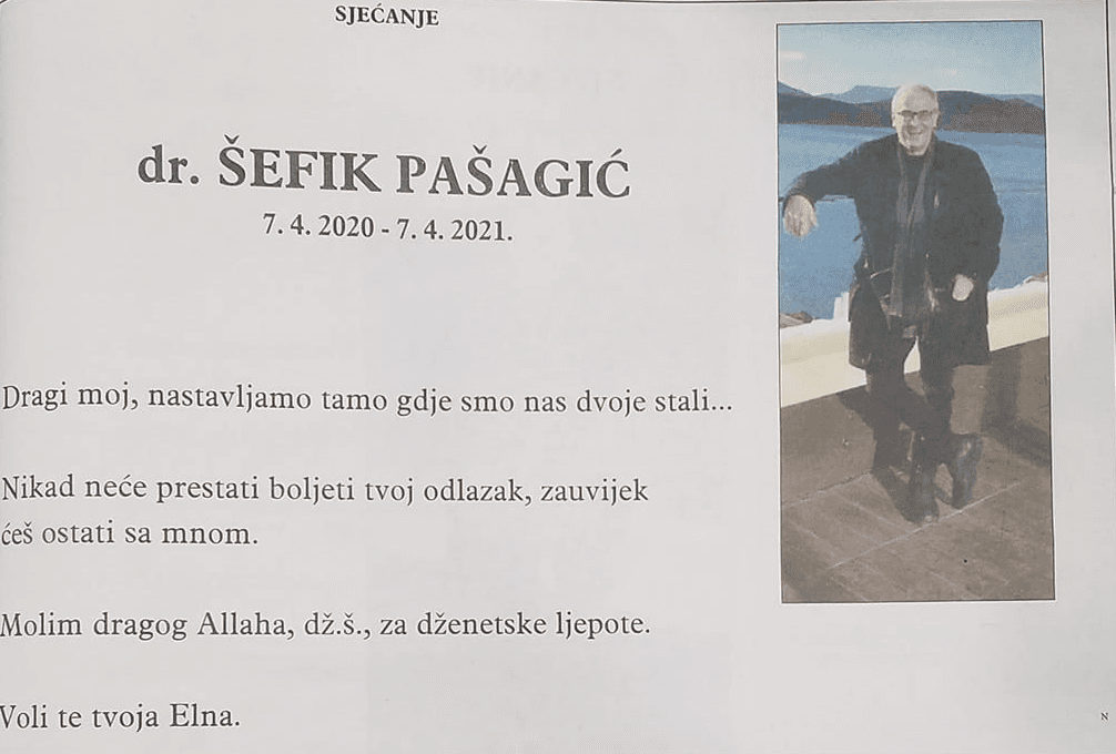 Dr. Šefik Pašagić preminuo prošle godine, dženaza obavljena 7. aprila - Avaz