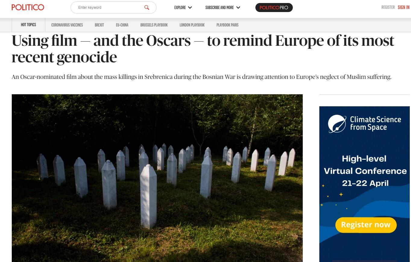Ugledni časopis "Politico": Film "Quo Vadis, Aida?" kao podsjetnik Evropi na posljednji genocid