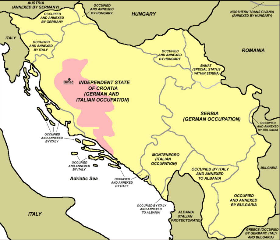 Označeno ružičastom: Slobodna teritorija koju su partizani  kontrolirali 1942. godine - Avaz