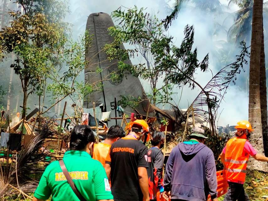 Philippine military plane carrying 85 people crashes