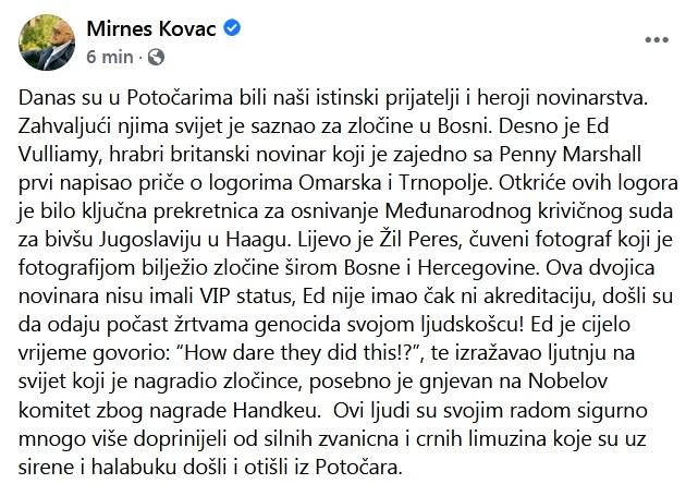 Status Mirnesa Kovača - Avaz