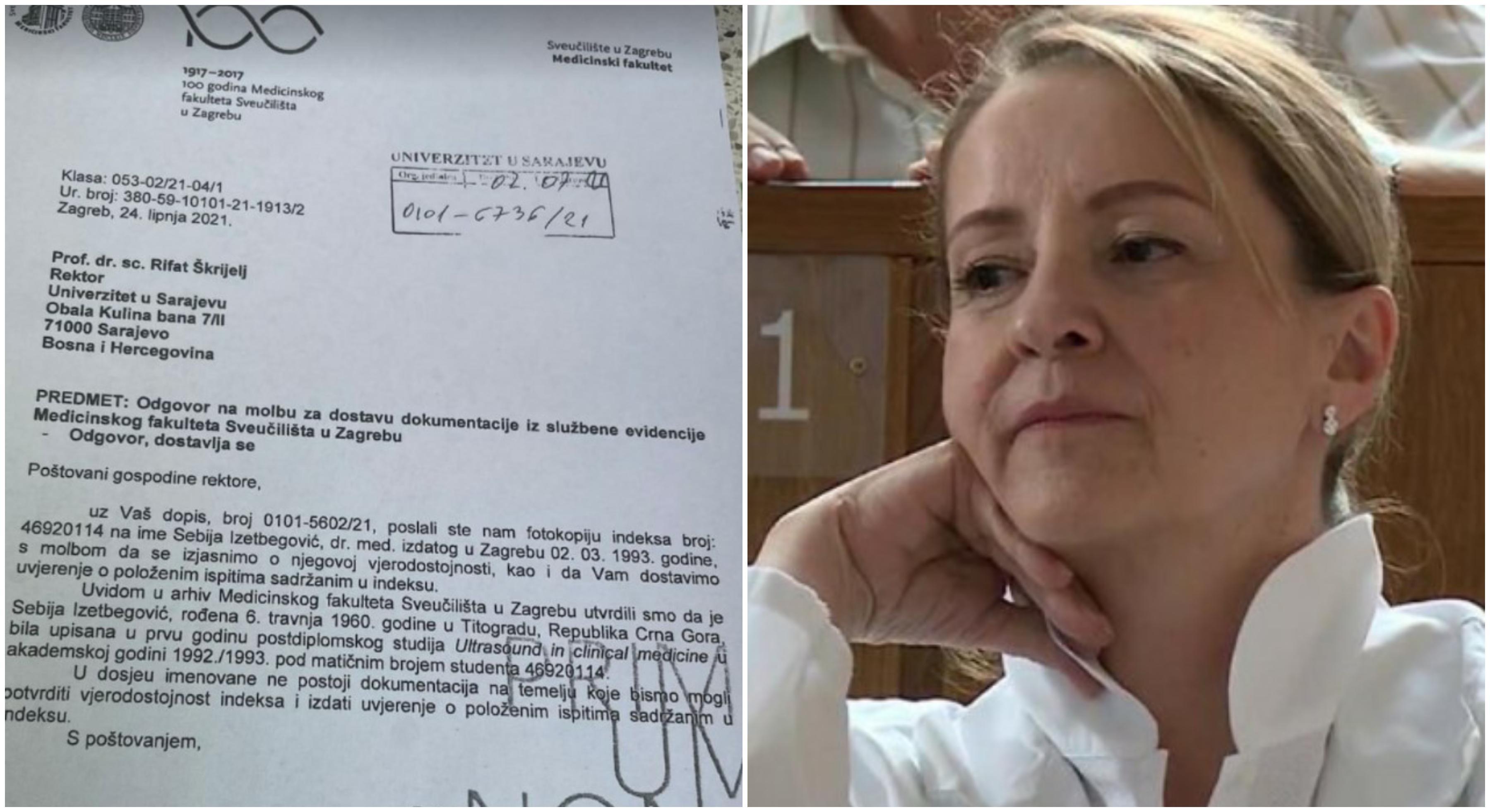 Exclusive: Certificate from Zagreb has arrived, there is no evidence that Sebija Izetbegović passed the exams in Croatia