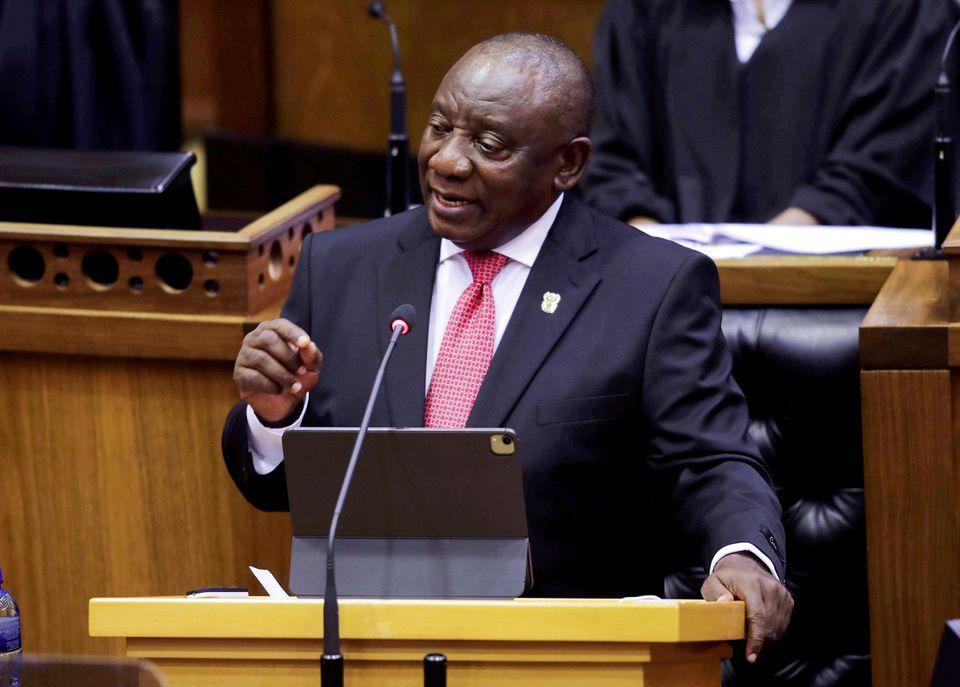 President Cyril Ramaphosa delivers his State of the Nation address in parliament in Cape Town, South Africa, February 11, 2021. - Avaz