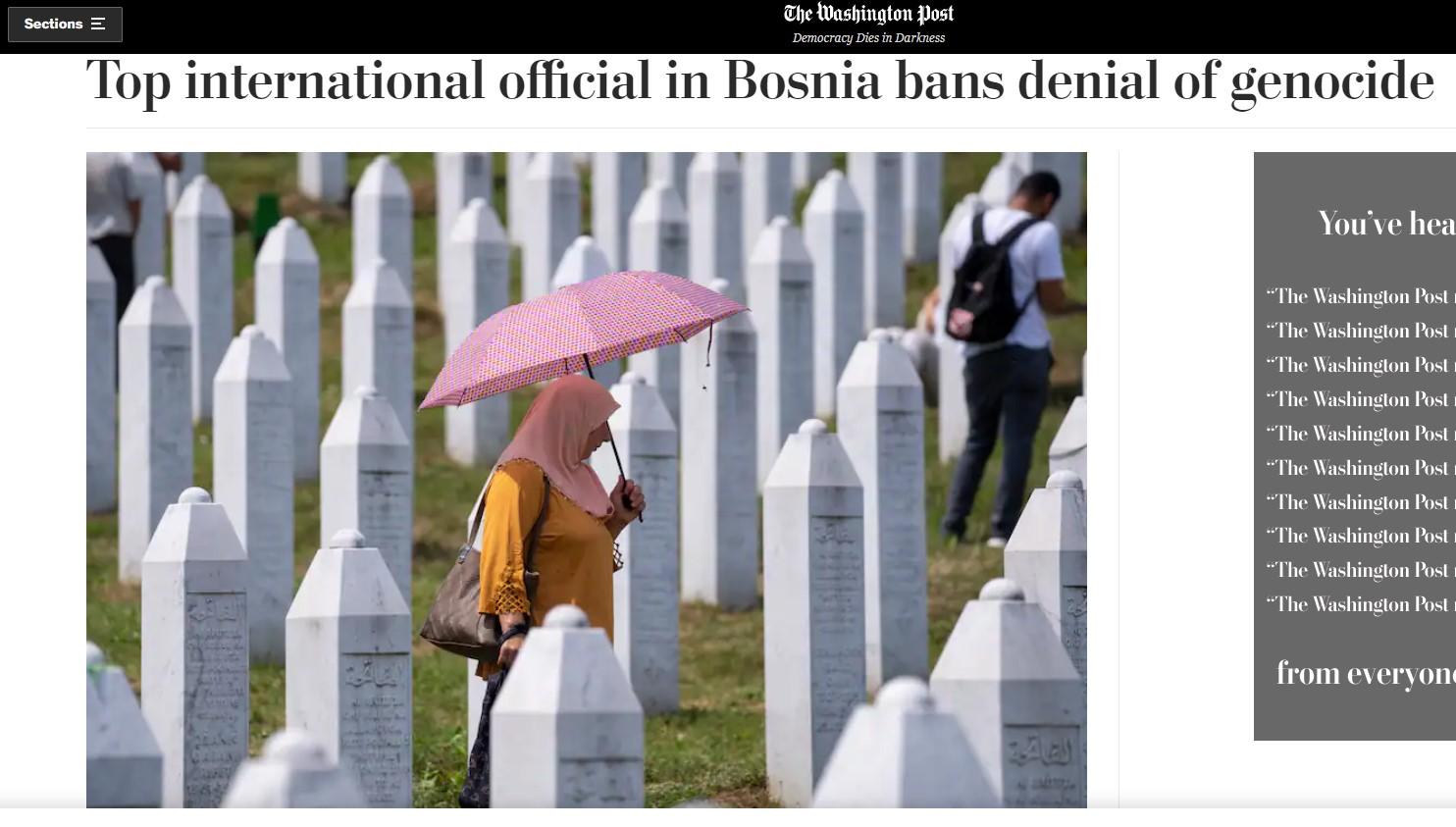 Top international official in Bosnia bans denial of genocide