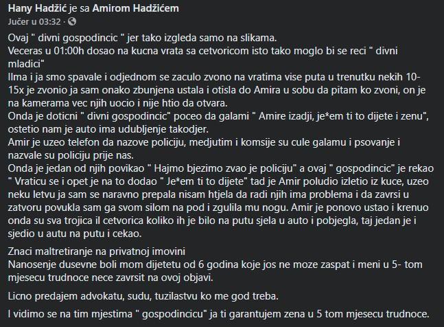 Šokantna objava Hani Hadžić na Facebooku - Avaz