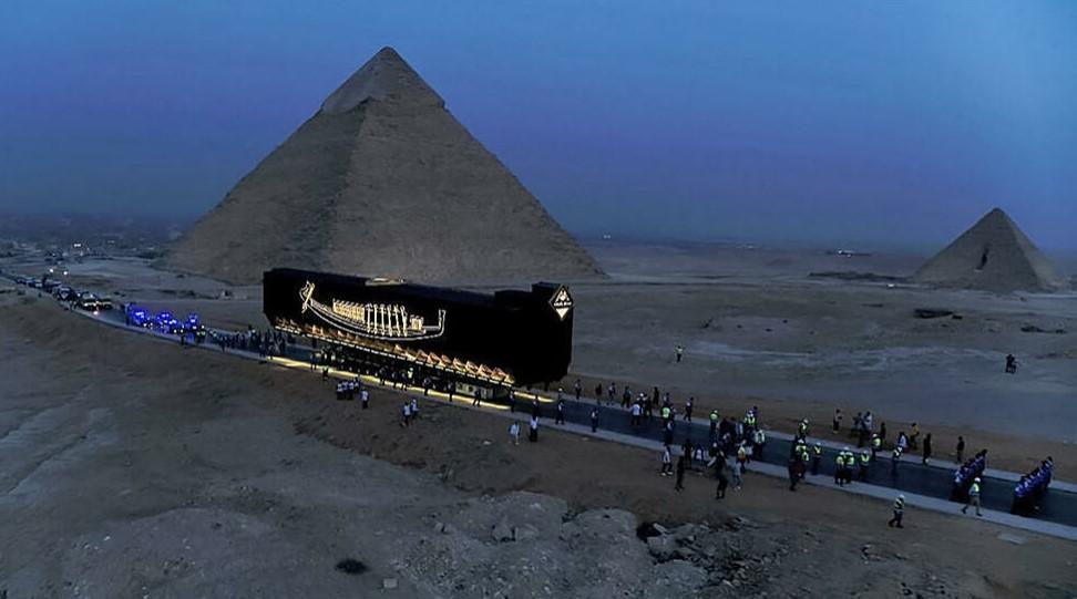 Ancient pharaonic boat taken to Egypt's grand new museum
