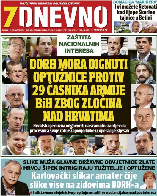 Naslovnica hrvatskog sedmičnika 7DNEVNO - Avaz