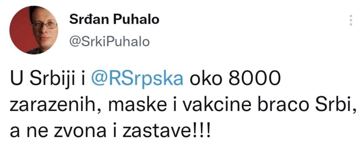 Tvit Srđana Puhala - Avaz