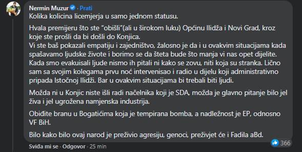 Komentar Nermin Muzura na status Fadila Novalića - Avaz