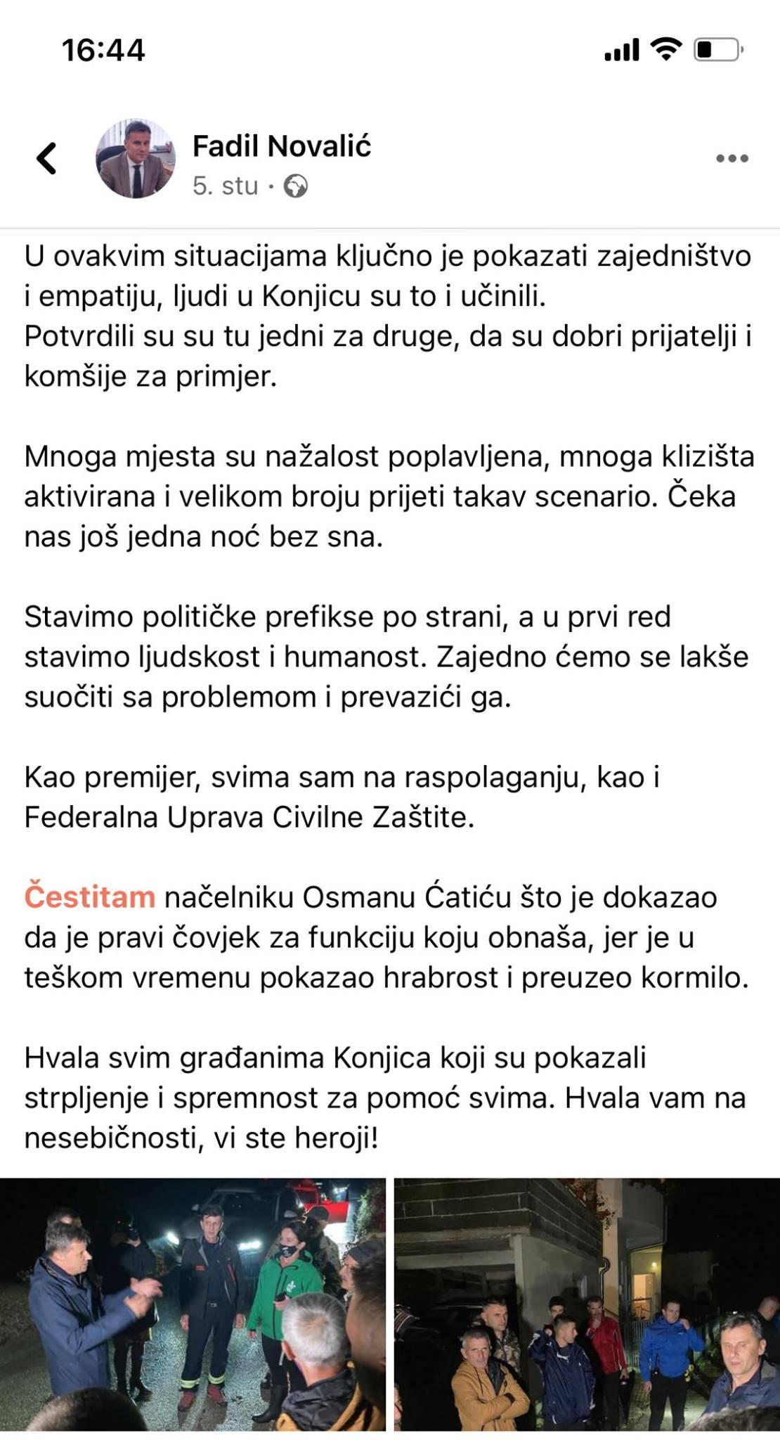 Novalićev status koji je komentirao Muzur - Avaz