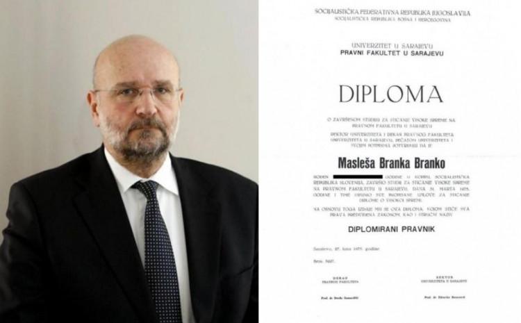 Sudija Vrhovnog suda Slovenije Branko Masleša ima validnu diplomu Pravnog fakulteta u Sarajevu