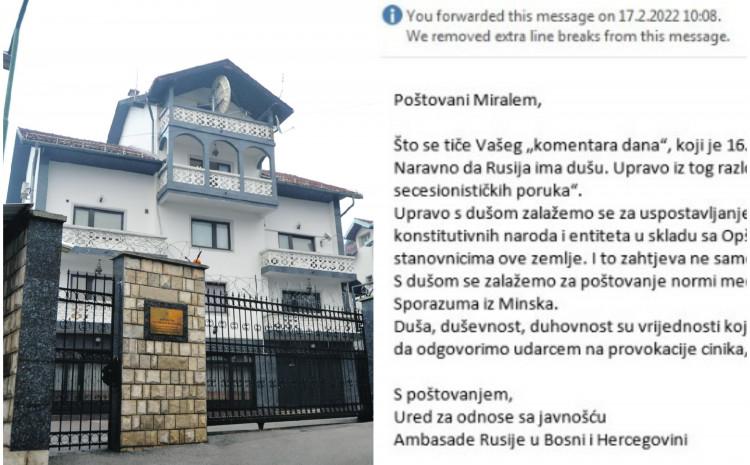 The Russian Embassy in BiH reacted to "Avaz's" comment "Putin's game": Everything has its limits, even our patience, if we are forced to respond, it will be a blow from the depths of the Russian soul