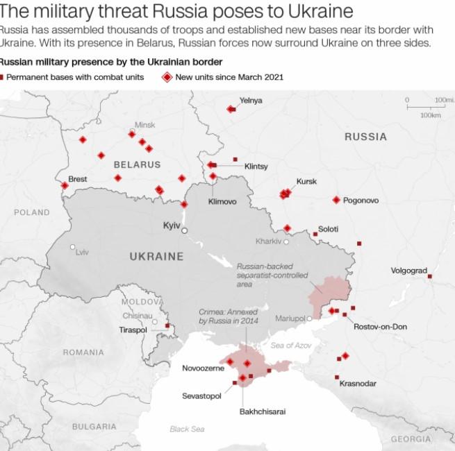 Pogled na lokacije ruskih trupa u Ukrajini - Avaz