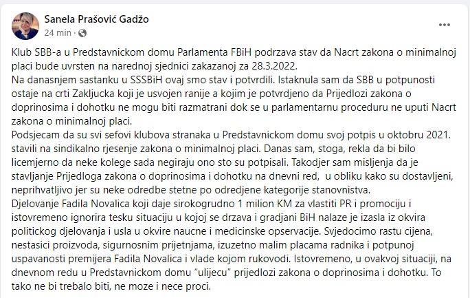Status Sanele Prašović-Gadžo - Avaz