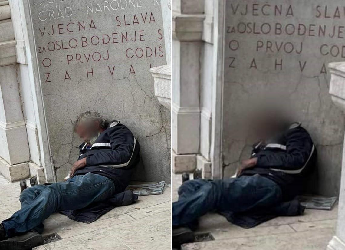Muškarac zaspao ispred Vječne vatre u Sarajevu - Avaz