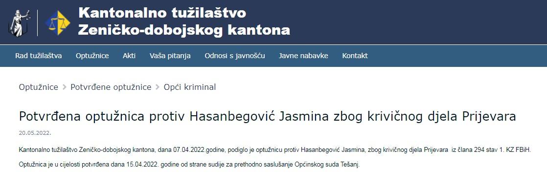 Saopćenje Tužilaštva ZDK - Avaz