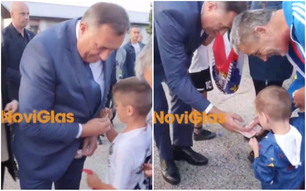 BN: Dodik u Ugljeviku djeci dijelio novčanice od po 50 KM