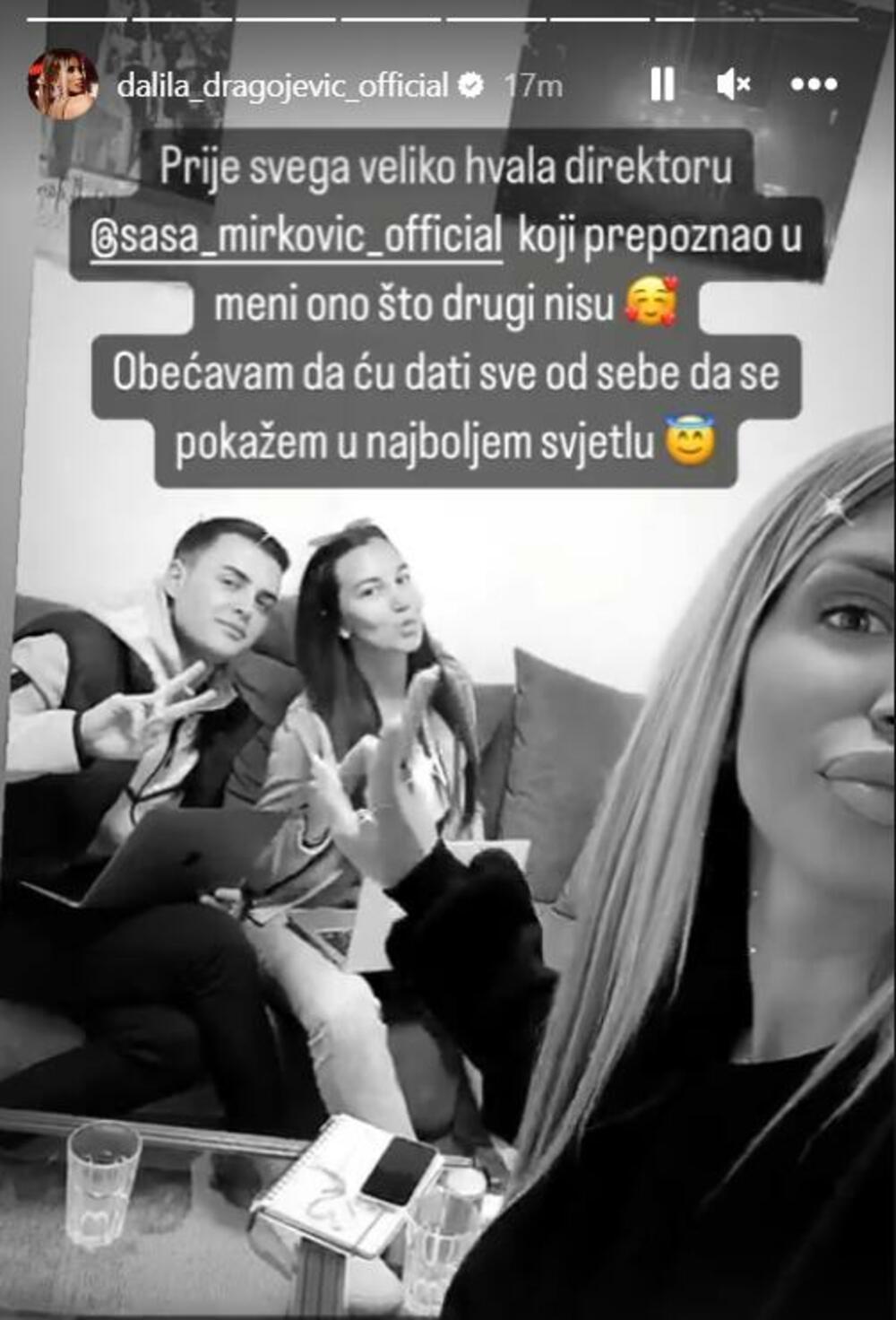 Objava Dragojević na Instagramu - Avaz
