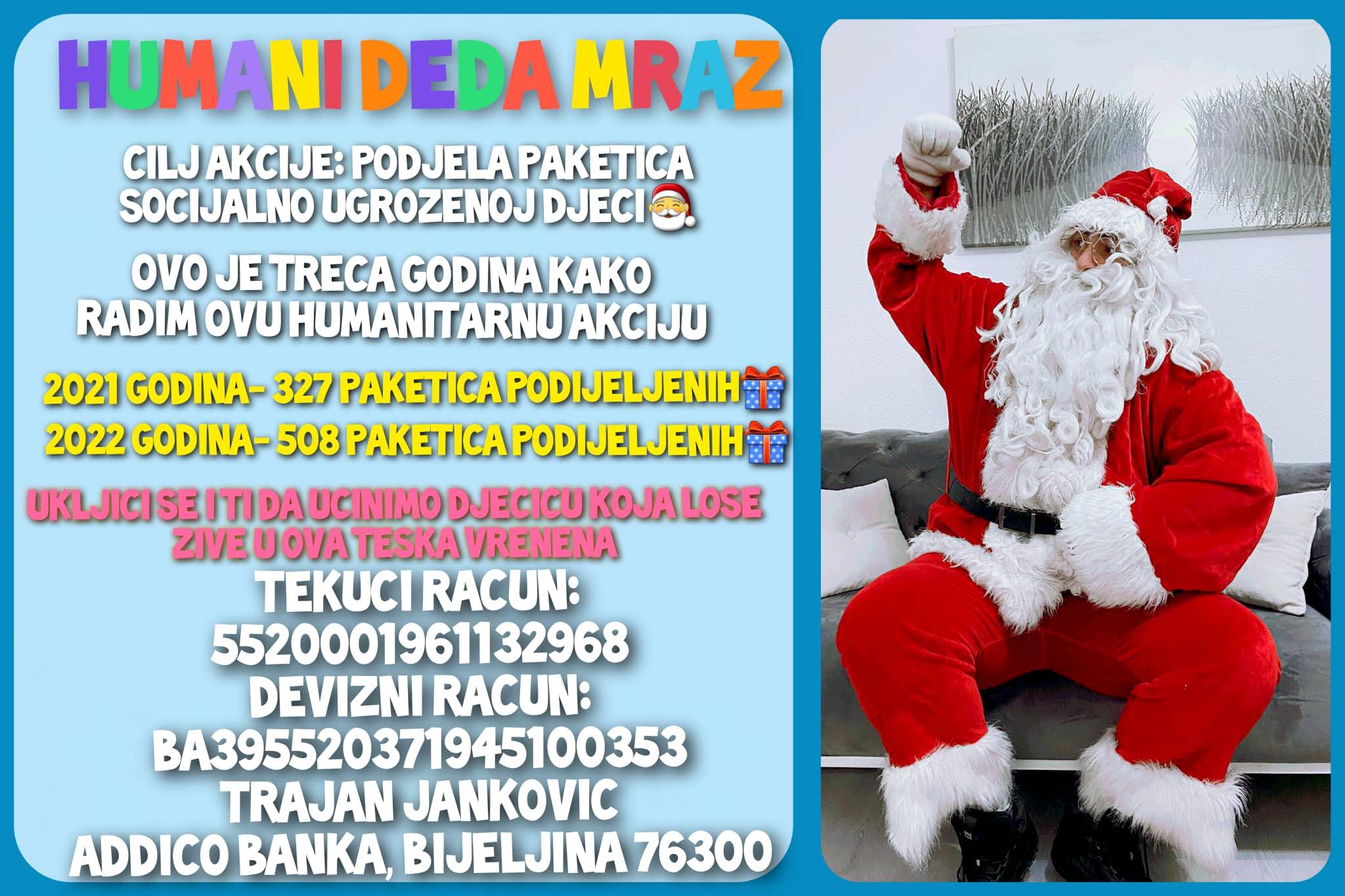 Djed Mraz iz Bijeljine traži pomoć građana: Podijelimo paketiće socijalno ugroženoj djeci BiH