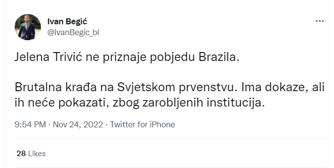 Tvit Ivana Begića - Avaz