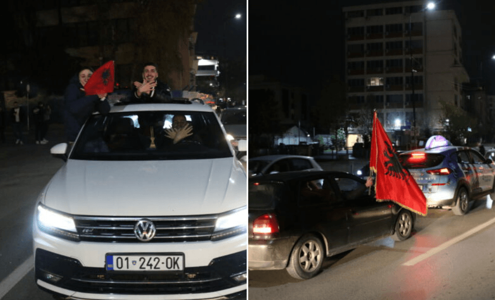 Slavlje na ulicama Prištine nakon pobjede Švicarske nad Srbijom