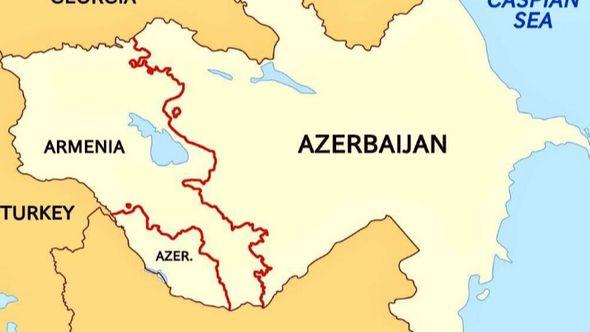 Karta gdje su smješteni Azerbejdžan i Armenija - Avaz