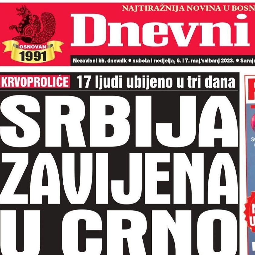 U dvobroju "Dnevnog avaza" čitajte: Srbija zavijena u crno