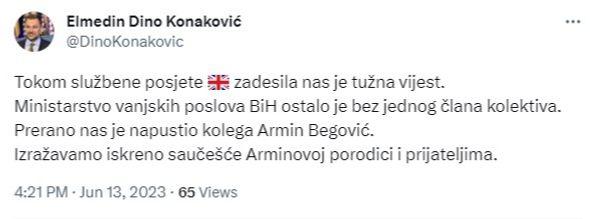 Objava Konakovića - Avaz