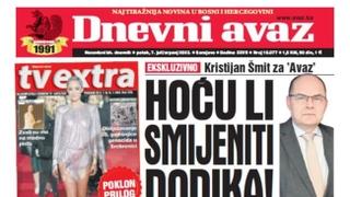 U današnjem "Dnevnom avazu" čitajte: Hoću li smijeniti Dodika! 