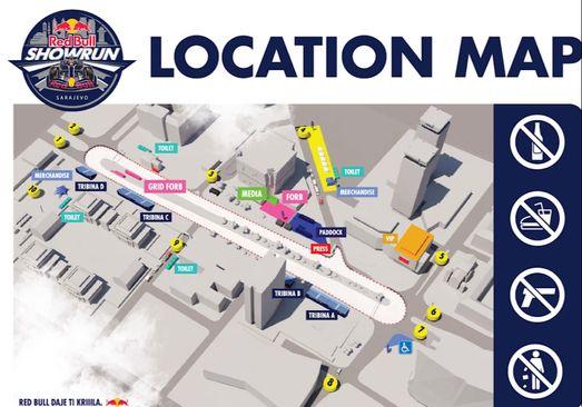 Mapa održavanje Red Bull Showruna - Avaz