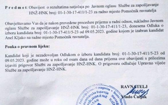 Faksimil odluke koju je potpisao Čuljak - Avaz
