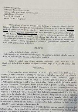 Presuda Suda u Mostaru - Avaz