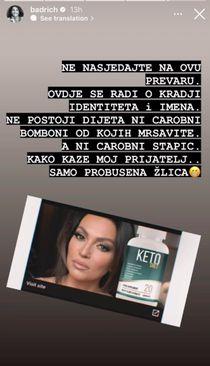 Objava Nine Badrić na Instagramu - Avaz