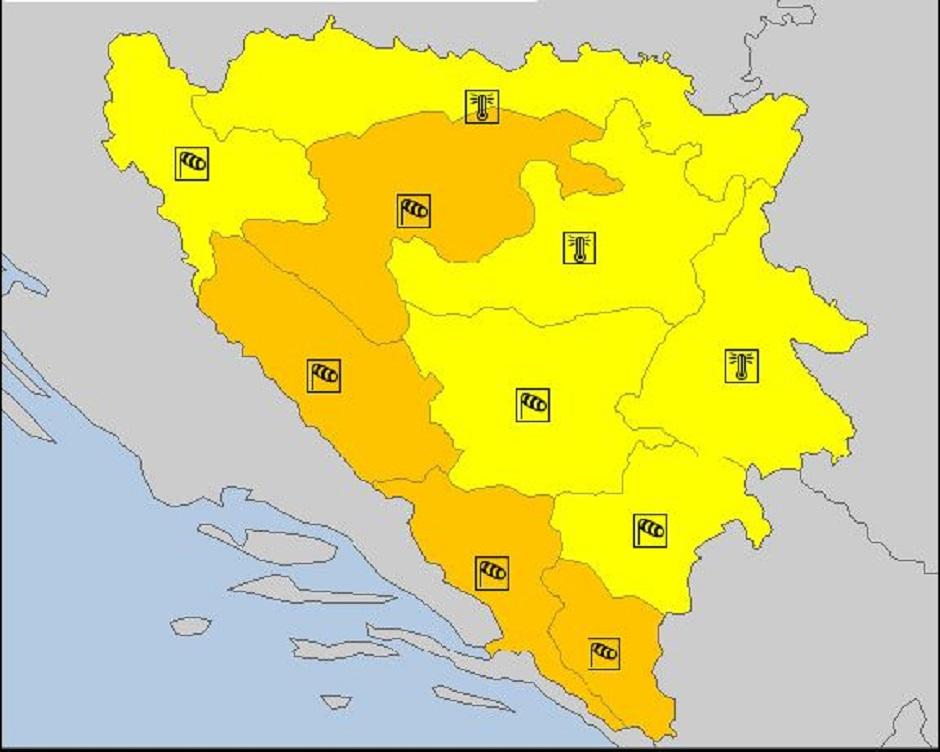 Narandžasto upozorenje za područje Krajine i Hercegovine - Avaz