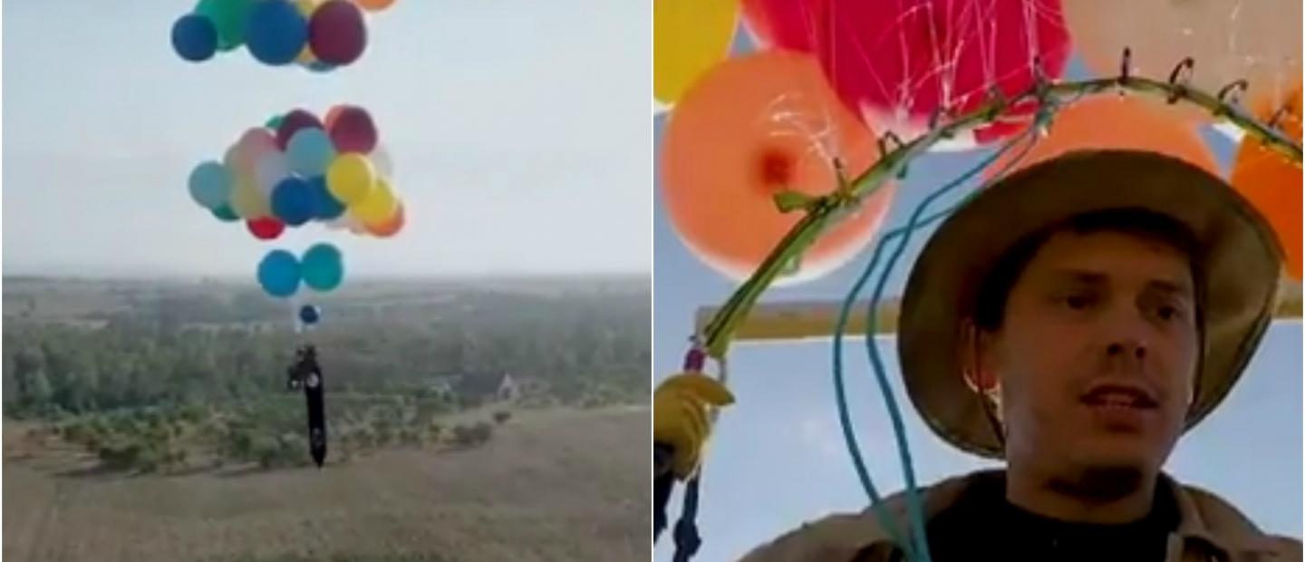Ovo ne pokušavajte kod kuće: Letio dva sata privezan za balone, završio na 2500 metara visine i sretno se spustio