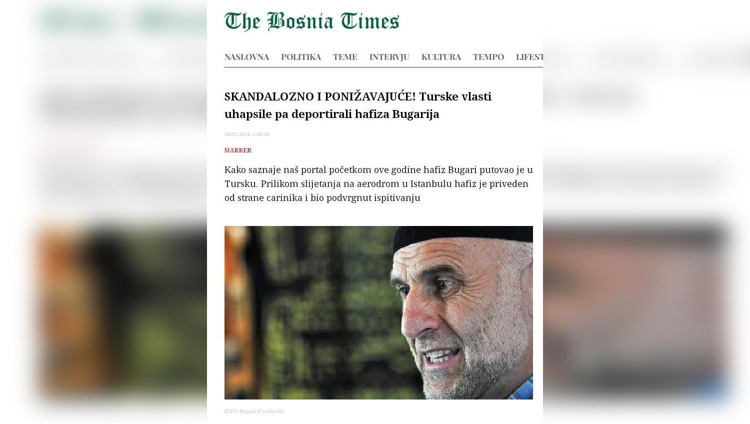 "The Bosnia Times" piše da je ugledni islamski učenjak doživio neprijatnost: Hafiz Bugari uhapšen u Turskoj pa vraćen u Podgoricu