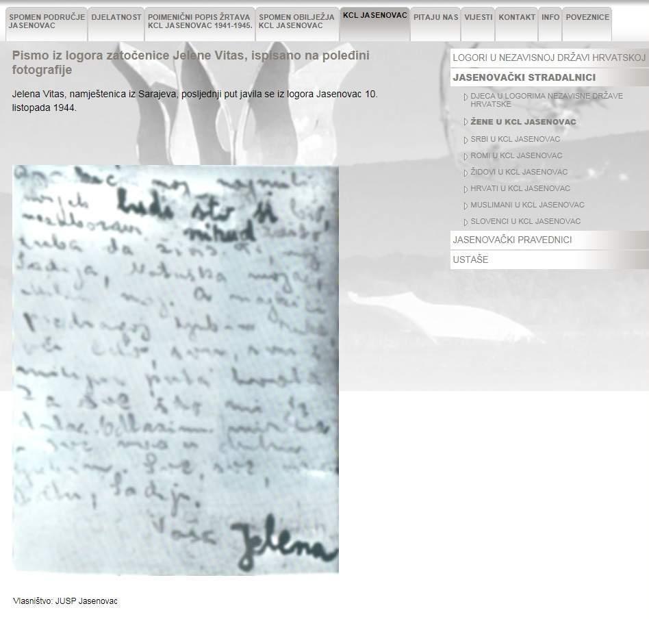 Posljednje Jelenino pismo: Pisala ga je u logoru prije 74 godine, a danas je pismo ponovo u Jasenovcu - Avaz