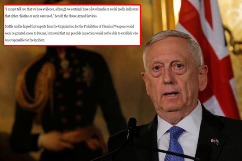 Kakav preokret: Američki ministar odbrane tvrdi da Pentagon nema pravih dokaza o hemijskom napadu u Siriji