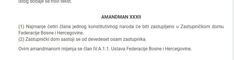 Faksimil Ustava FBiH: Propisan broj zastupnika iz svakog konstitutivnog naroda - Avaz