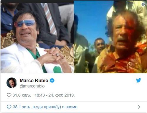 Američki senator Marko Rubio objavio sliku Gadafija - Avaz