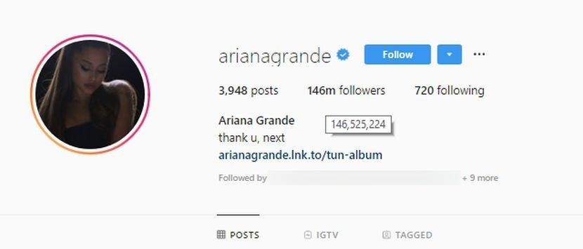 Instagram profil pjevačice Arijane Grande - Avaz
