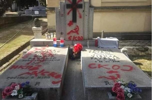 Na grobu Ante Pavelića i njegove porodice iscrtani komunistički simboli