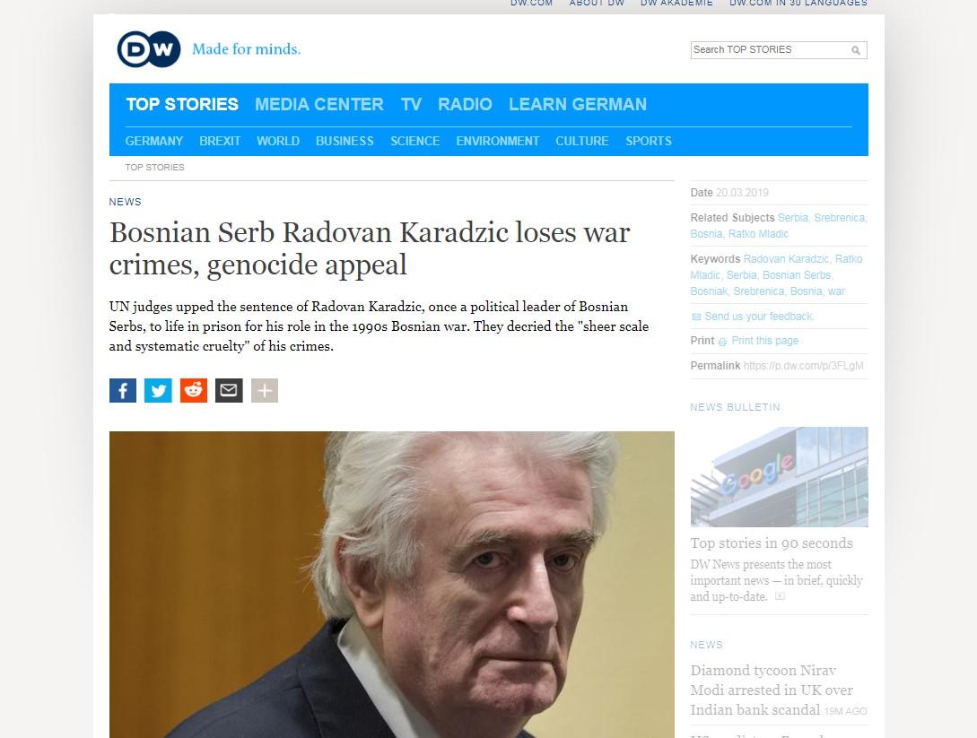 Svjetski mediji o presudi Radovanu Karadžiću - Avaz