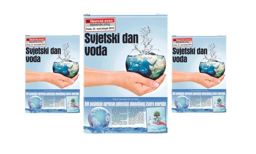 U sutrašnjem izdanju “Dnevnog avaza” marketinški prilog “Svjetski dan voda”