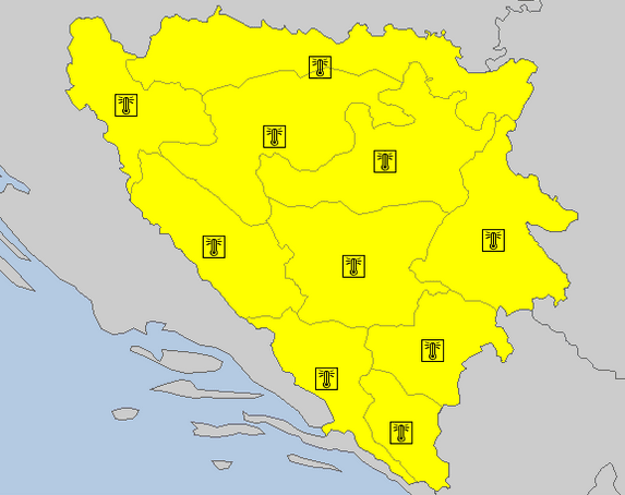 Potencijalno opasno vrijeme u BiH, aktiviran žuti meteoalarm