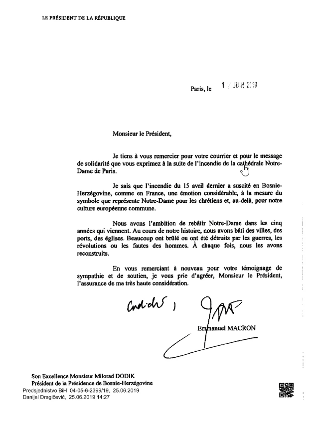 Pismo predsjednika Francuske - Avaz