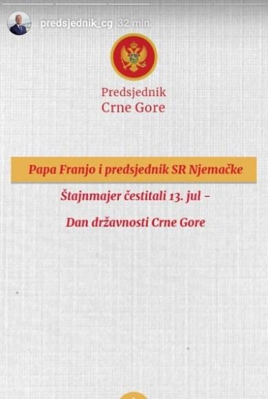 Predsjednik Crne Gore objavio informaciju - Avaz